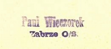 Wycinek z rewersu reprodukcji zdjcia prezentowanego powyej z piecztk Paul Wieczorek.